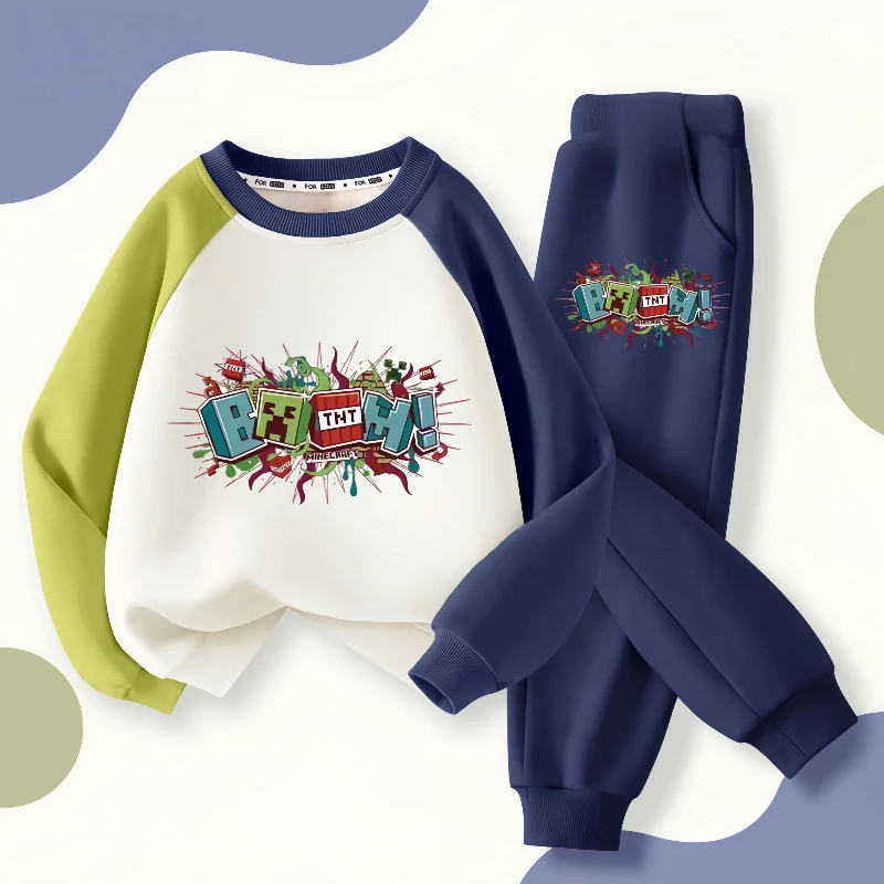 

Осенний комплект одежды для маленьких мальчиков, детские толстовки с мультяшным принтом, пуловер, топ и штаны, костюм из 2 предметов, детский лоскутный модный наряд для мальчиков