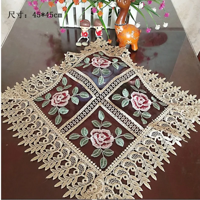 New European Water Soluble Lace Washable Placemat Table Mat Fruit Coaster Insulation Pad Embroidered Tea Tray Set Dust Cloth