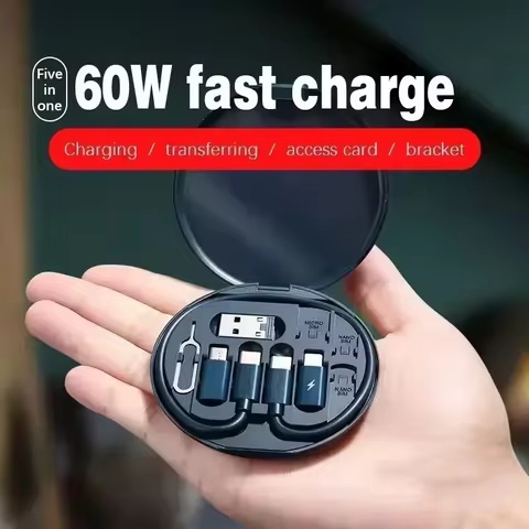 Multi USB Type C to C 60W Charging Adapter Cable Kit USB C to Lighting Conversion Set USB A &amp; Type C to Micro/Type C/Lighting