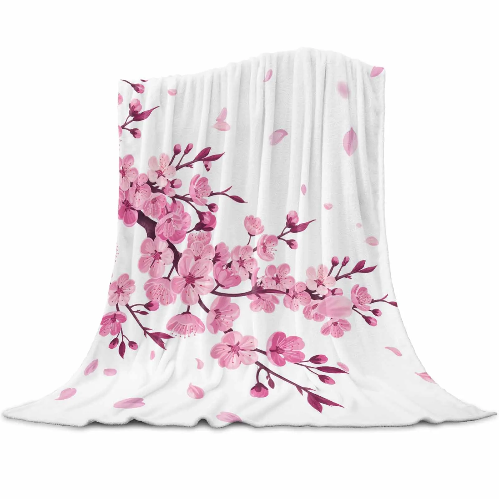 

Pastoral Spring Cherry Blossom Throws Blankets for Sofa Bed Winter Soft Plush Warm Sofa Throw Blanket Holiday Gifts