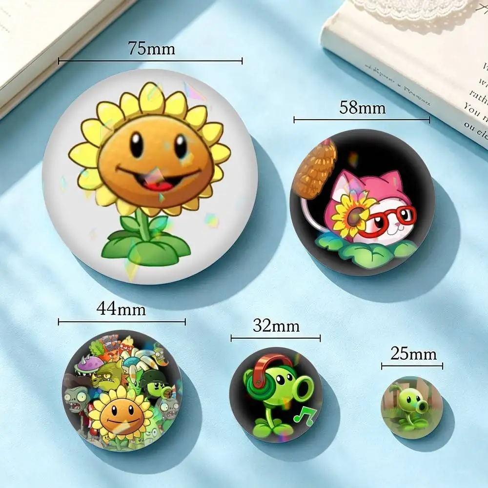 P-Plants Vs Zombies G-Game 25mm 32mm 44mm 58mm 75mm Brooches Badges Pins for Accessories Gift