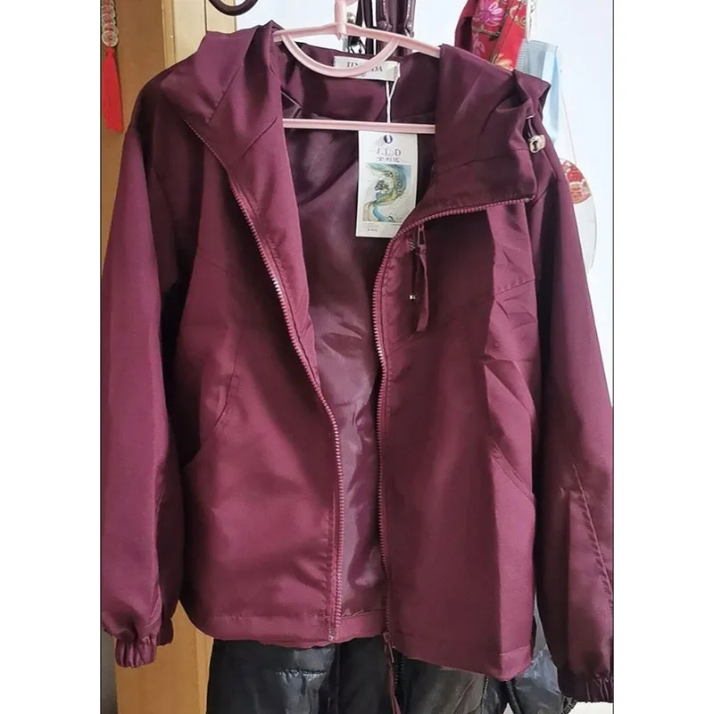 

Korean Ladies Long Sleeves Zipper Outwear Spring Autumn Femme Large Size 4XL Stormtrooper Coat 2025 Women Fashion Hooded Jacket