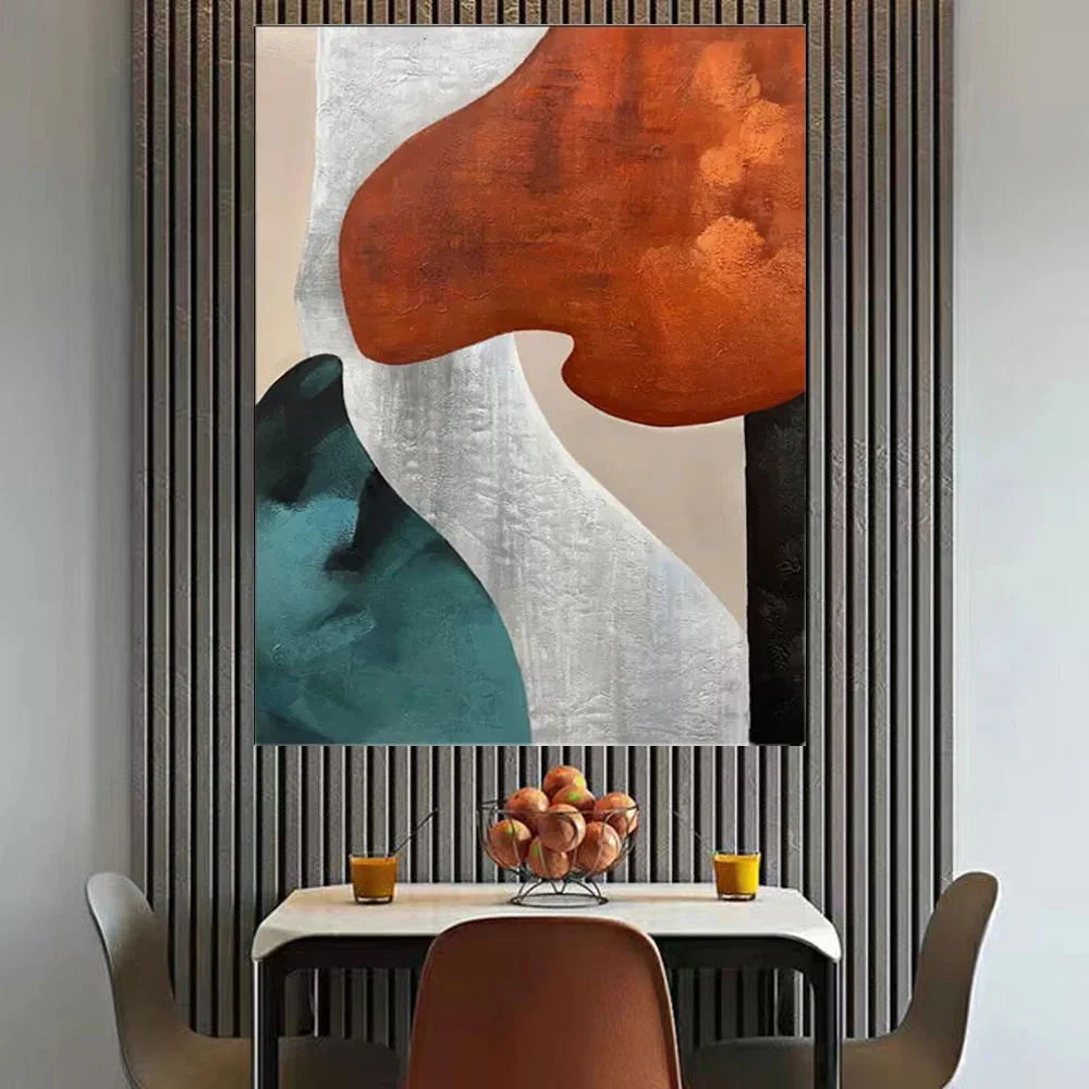 

Pure Handmade Geometric Figure Cloth Abstract Oil Painting Graffiti Modern Fashion Home Minimalist Wall Mural Living Room Porch