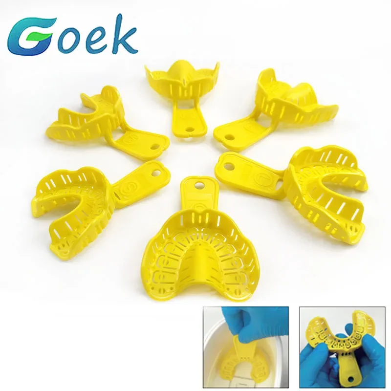 6pcs/Bag Dental Thermoplastic Impression Tray S M L for Irregular Tooth Alignment Can Be Reshaped Printer Trays Dentistry Tool