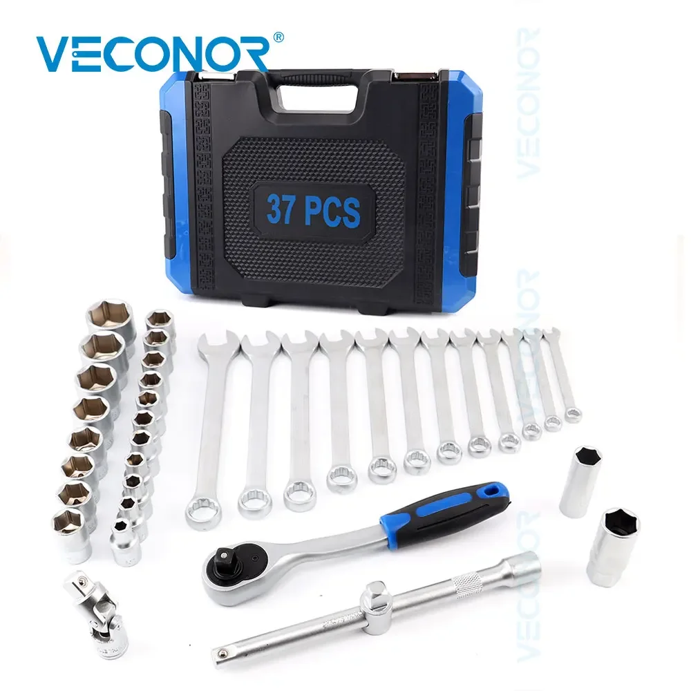 

37-Piece Socket Set Combination Wrench Set Extension Rod for Car Repair Tools