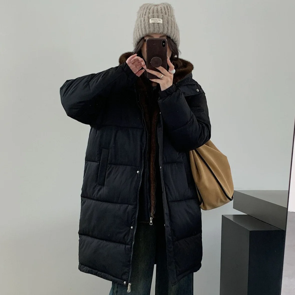 Parkas Women Mid Length Coats Two Fakes Turn Down Collar Jackets Thick Warm Y2k Streetwear Elegant Jacket Autumn Winter 2025