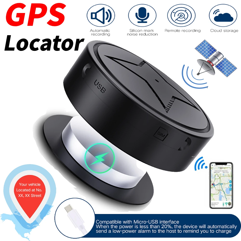 Tracker Children Anti-lost Device Mini Tracker USB Charging Wireless Strong Magnetic Mount GPS Locator for Car 2024 Hot Sale