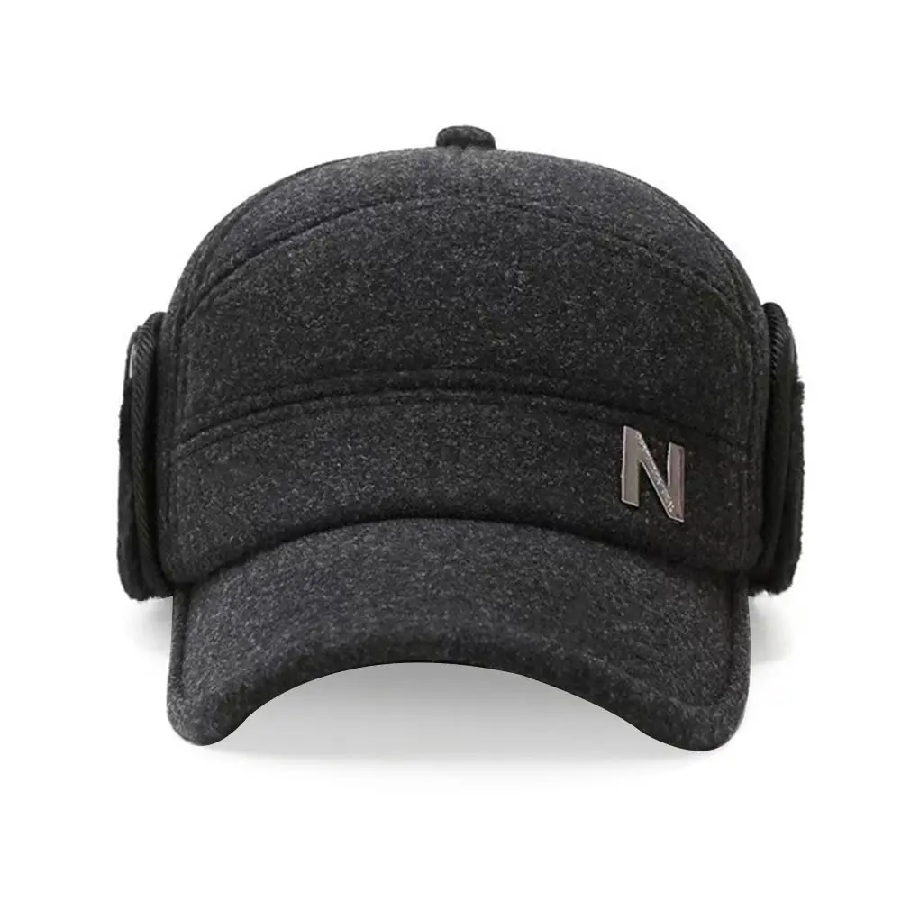 Sombrero de invierno con protección para los oídos para hombre, gorra de béisbol gruesa informal, cálida, a prueba de viento, orejeras, al aire libre