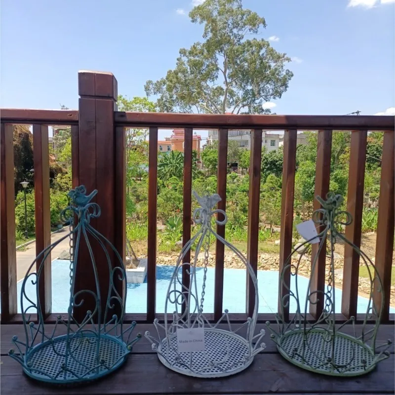 Villa courtyard hanging flowers basket, crown shaped iron hanging baskets, outdoor gardening decoration flower utensil