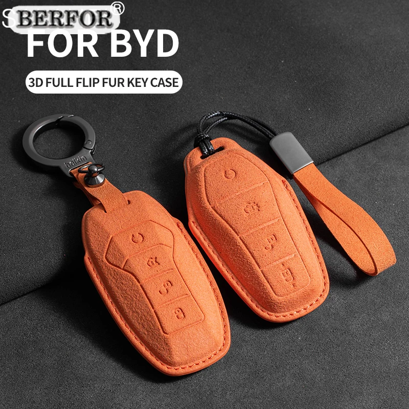 Premium Suede Key Fob Cover for BYD Tang, Han, Atto 3 - Image 3
