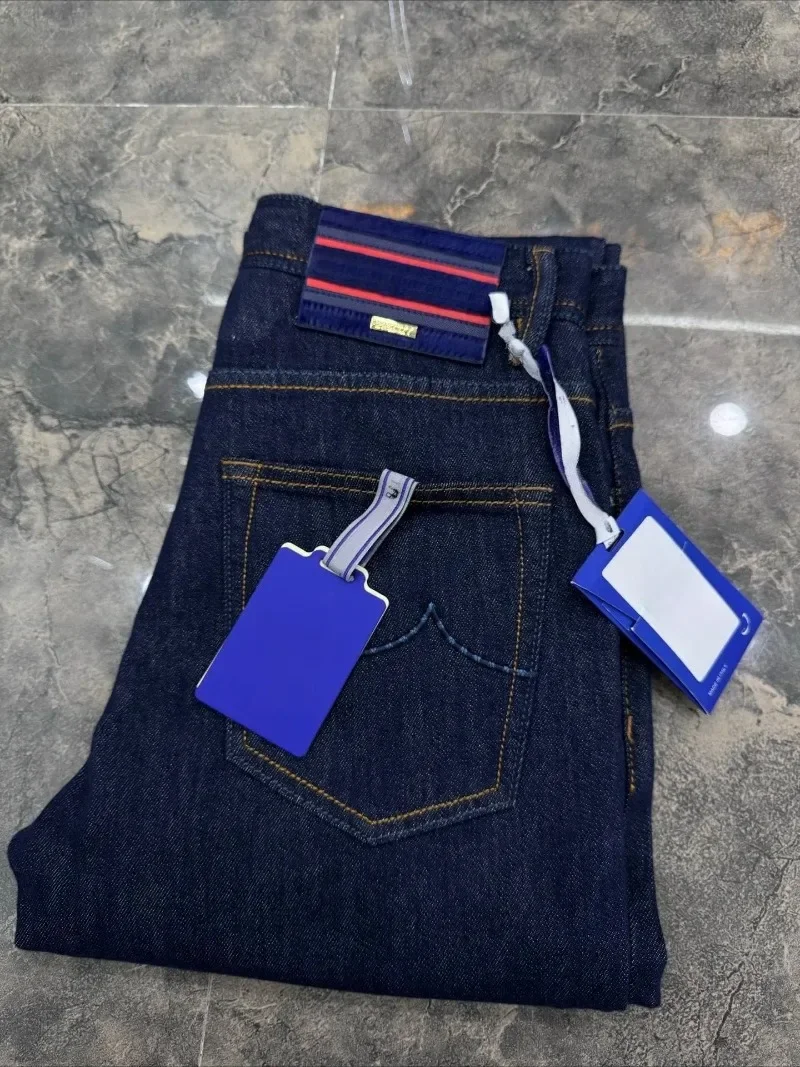 26SS Men Thin Cotton Straight Jeans Zip Embroidery Comfort Outdoor Casual Pants Plus Sizes 30-40
