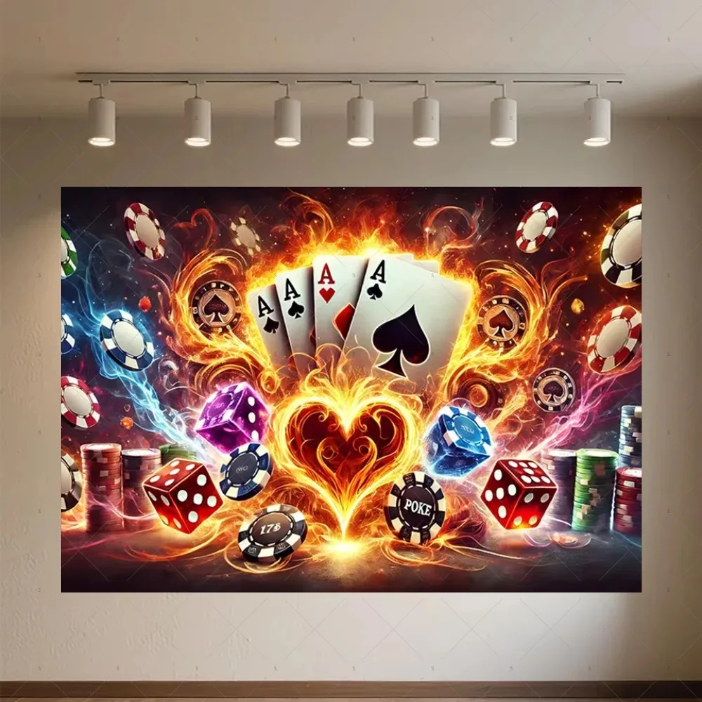 

Casino Chip Poker Dice Theme Decoration Photography Background, Shining Poker Birthday Party Decoration Photography Background