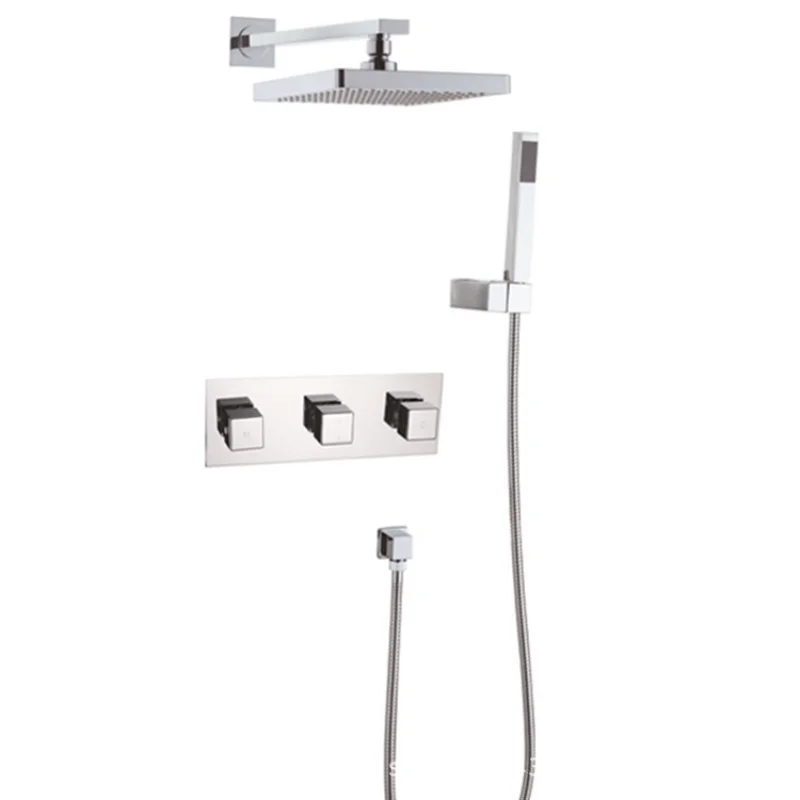 

Chrome Rainfall Shower Head Combo Sets Handshower Concealed Bathroom Waterfall Bathtub Shower System