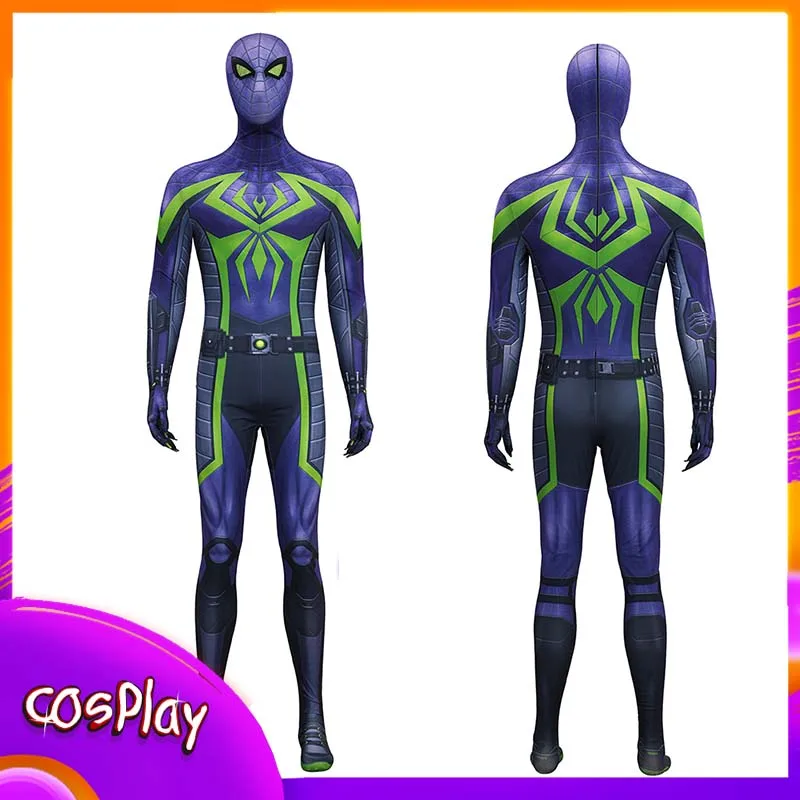

Фиолетовый костюм «Человек-паук», костюм для косплея, комбинезон Cos Miles на Хэллоуин, вечерние карнавальные реквизиты Comic-Con, подарок для взрослых