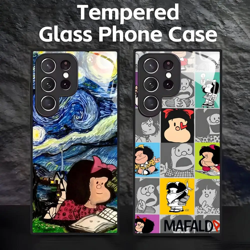 Милая девушка Mafalda Comic Design Чехол для телефона для Samsung S25 S24 S23 S22 S21 S20 Plus Ultra Note20 Чехол из закаленного стекла