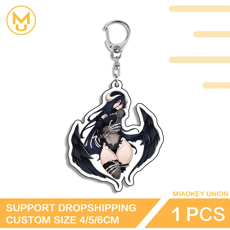 Seductive Beautiful Albedo Big Boobs Exquisite Elegant Advance Guard Double Sided Key Chains Innovative Novelty Jewelry