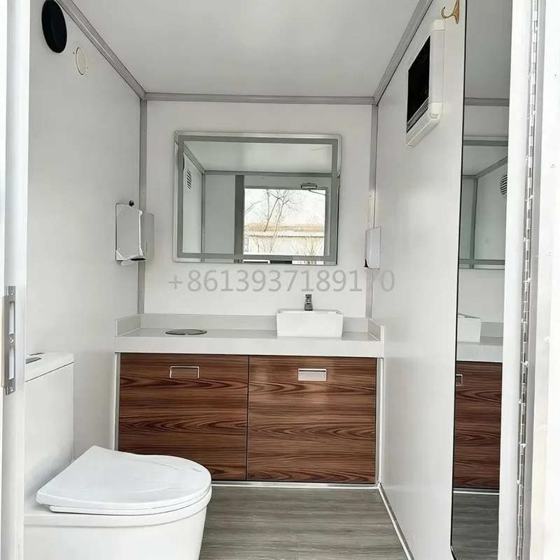 Luxury 2 Stall Restroom Trailer Toilet Trailer Portable Outdoor Luxury Restroom Cabin for Weddings Parties