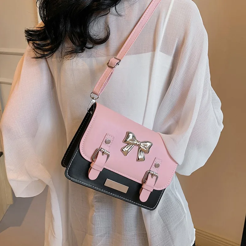 Small Square Bag Women\'S 2024 New Spring/Summer Fashion Cute Girl Bow Personalized Commuting Single Shoulder Crossbody Bag