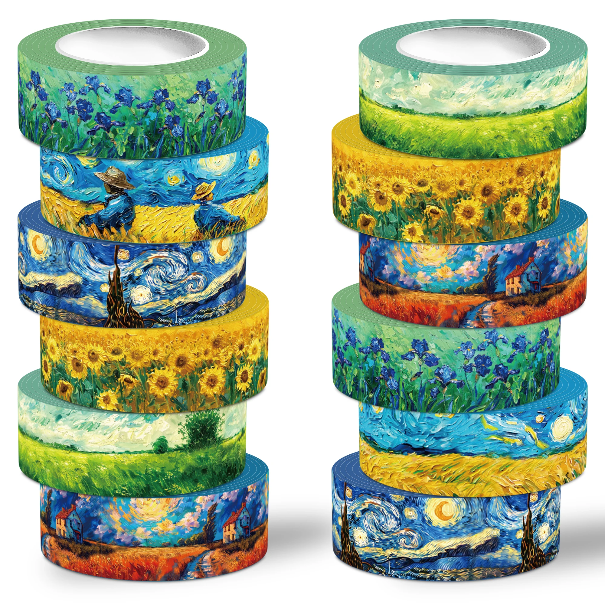 

Van Gogh style washi tape set, 12 rolls of oil painting decorative tape, washi tape for note taking supplies, scrapbooking, DIY