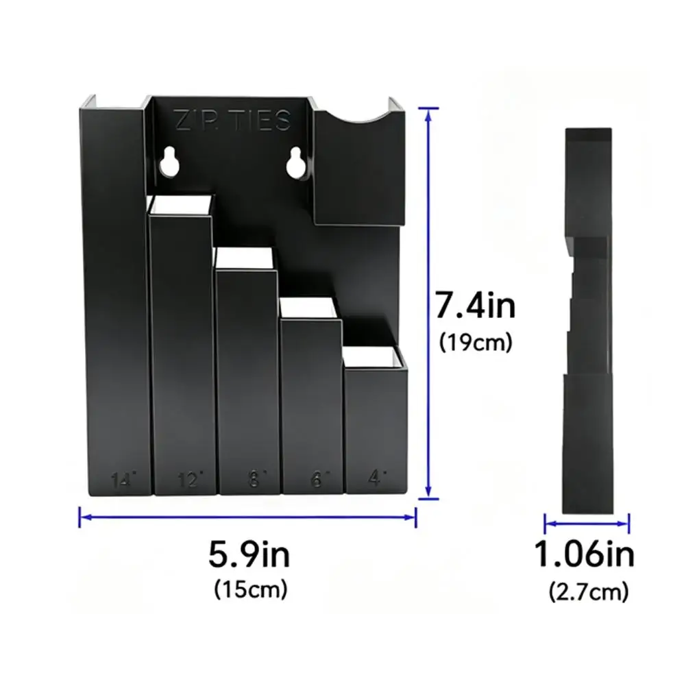 Kabelbinder-Organizer mit 5 Fächern, Kabelbinder-Aufbewahrungshalter mit Zangenfach, Wandmontage, Werkzeugregal für Garage und Werkstatt – Detail 5