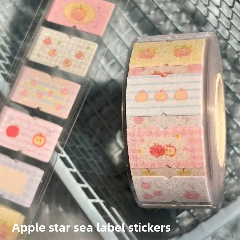 Star Sea Glitter Sand Roll Stickers Aesthetic 10 Patterns 1 Cycle Decorative Label Stickers for Journal Scrapbook DIY Craft