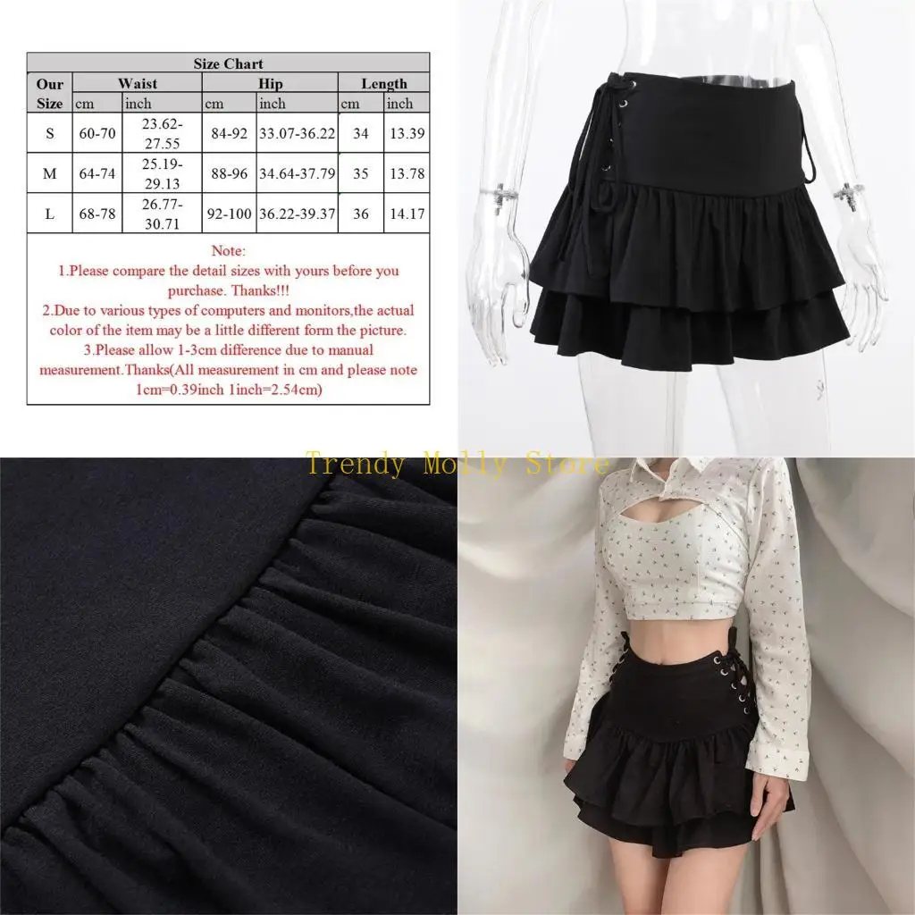 

N5 кб женская готическая боковая боковая шнурная складка с плиссированной рюши