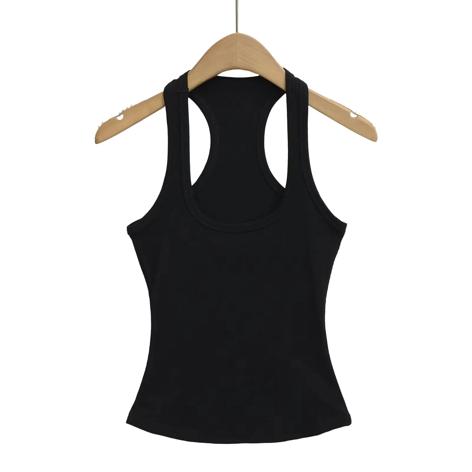 セクシーなアメリカンガールバックレスストラップベスト女性夏のアウトドアウェアタイトショートノースリーブスポーツトップUネックラインスリムフィットスタイル