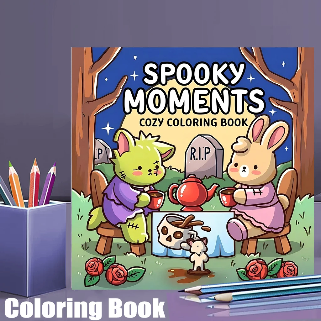 

28-страничная книжка-раскраска Spooky Time для взрослых | Раскраска, принадлежности для рисования на Рождество, День Благодарения