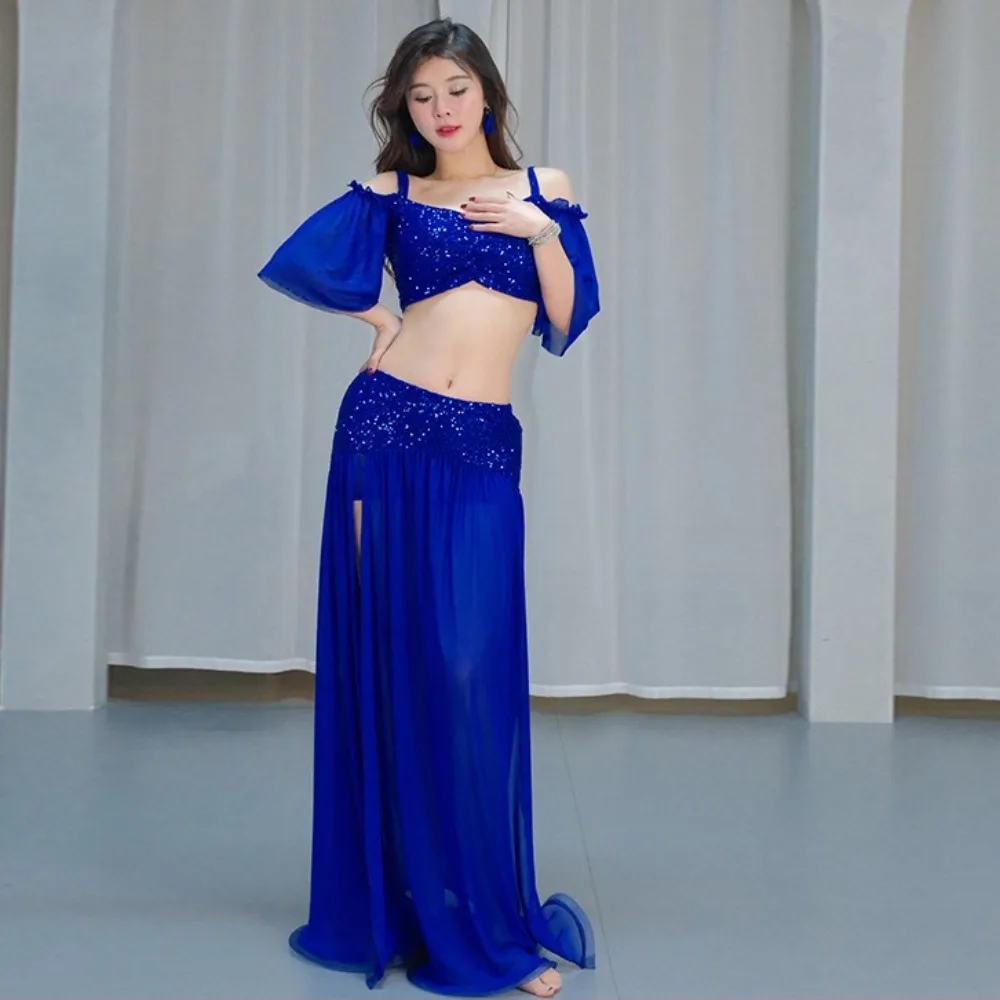 مجموعة أزياء الرقص الشرقي: حمالة صدر وتنورة مع شورت مدمج - زي أداء شرقي للمرحلة والممارسة #2