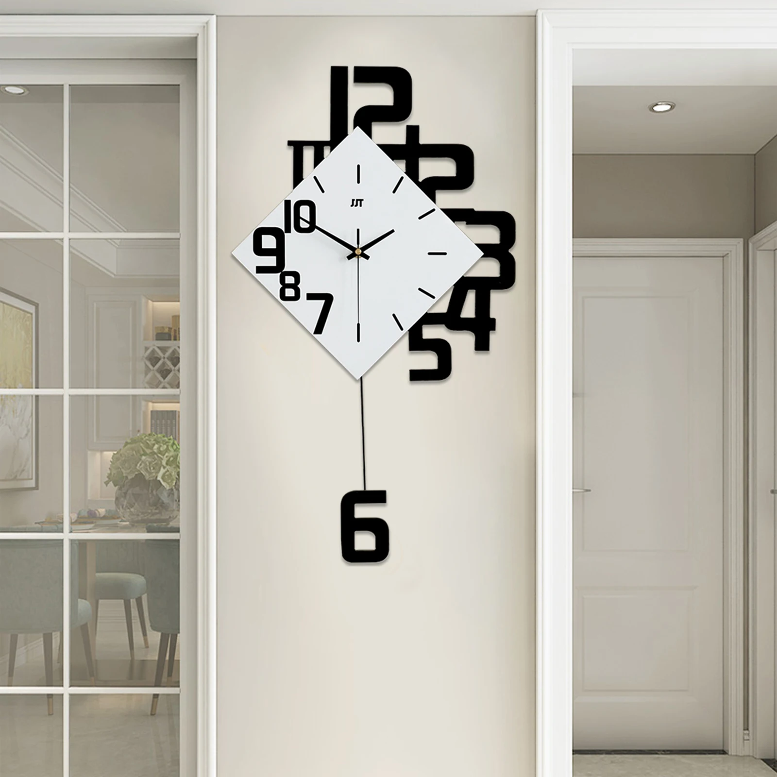 Swing Wall Clock Modern Design Silent Quartz Watches Creative Home Living Room Decoration  34*63cm