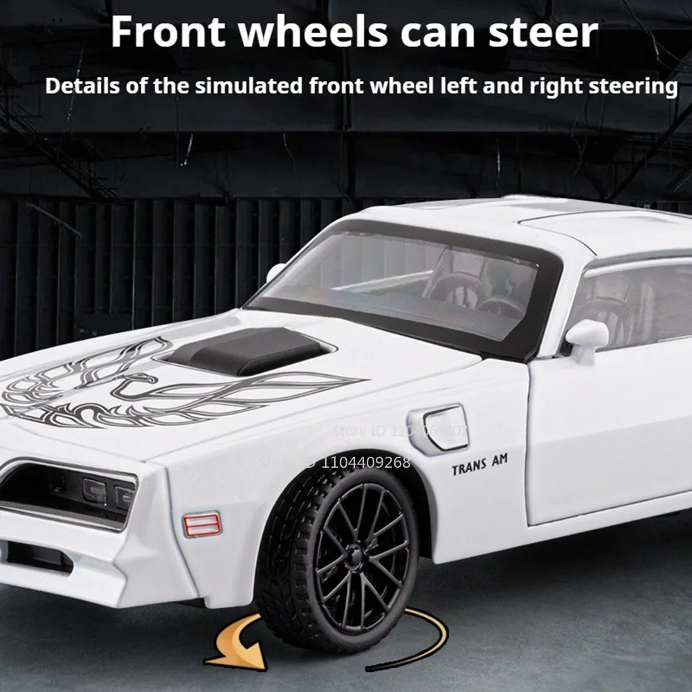 1:32 Firebird Viper Automodel Speelgoed Geluid Licht Trek Voertuigdeuren Geopend Legering Diecast Modellen Kinderen Collectible Ornamenten