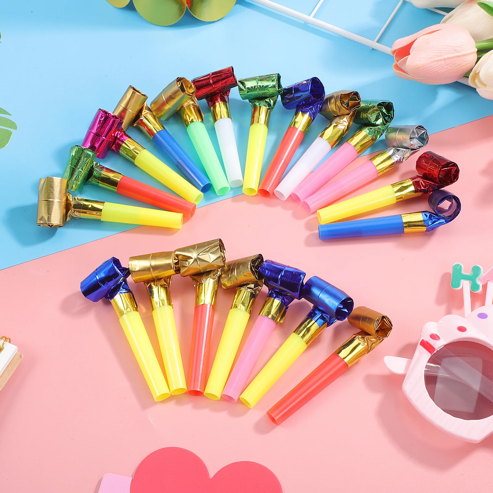 

20pcs Children's Whistle Bright Colorful Party Blowouts Noise Maker Toys for Kids Birthday Christmas Wedding Favor