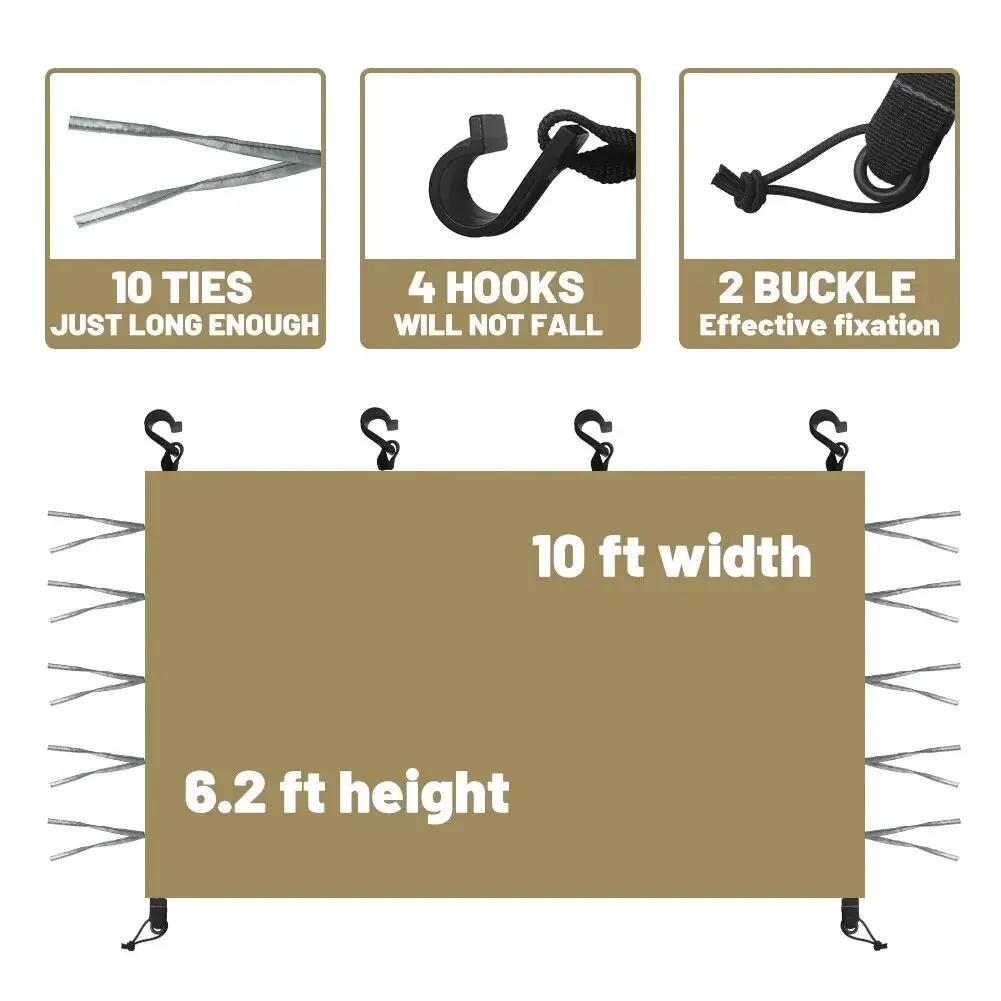 Canopy Sunwall Sidewall for 10x10ft Gazebos, Khaki