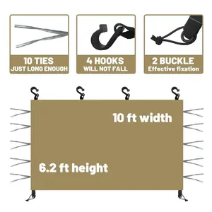 Kanopi Sunwall Dinding Samping Gazebo Tenda Tahan Air untuk Gazebo Kaki Lurus Pop Up 10x10ft Outdoor 1 Buah Dinding Samping Saja Khaki 10 mobil tenda atap penjualan terbaik - №