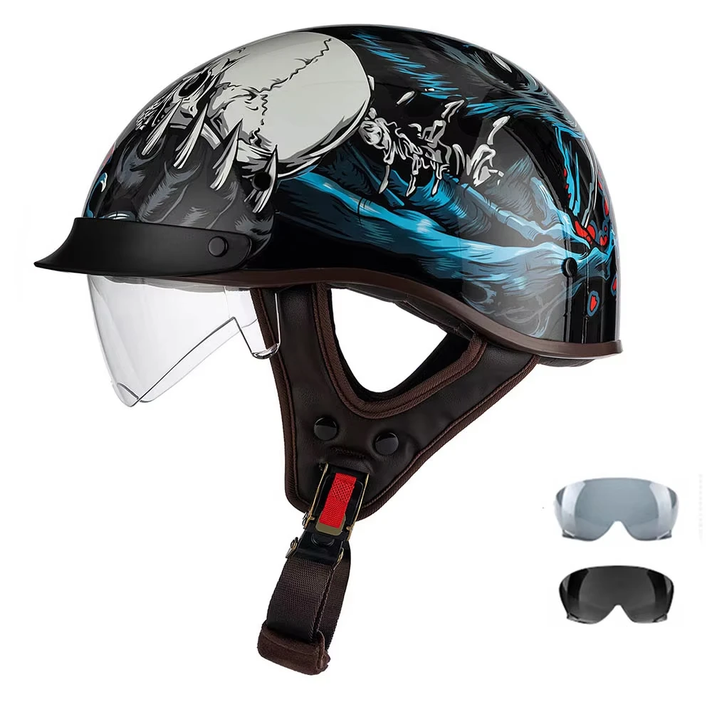 خوذة دراجة نارية ريترو DOT شهادة معدات الدراجات النارية الصيف دراجة نارية نصف خوذة الرجال النساء دراجة نارية نصف خوذة