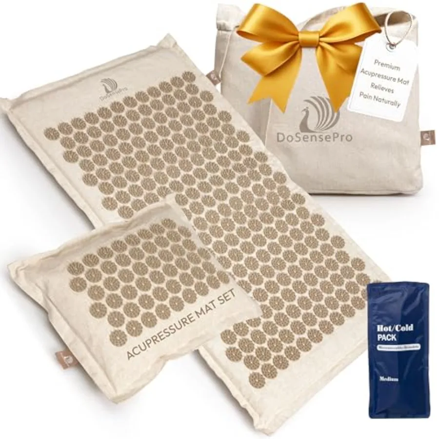 

Acupressure Mat and Pillow Set for Back Pain Neck Pain and Sciatica Relief Extra Long Bed of Nails Mat 29" with Coconut Fiber f
