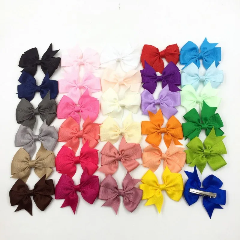 

50pcs/lot 3.2" Grosgrain Ribbon Hair BabyBows with Hair Clips For Women Baby Boutique BabyBows/Hairclips Girls' Hair Accessories