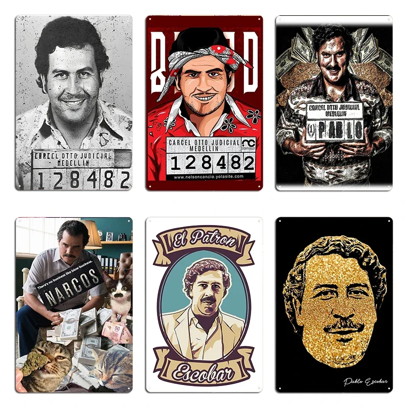 Placa de Metal Pablo Escobar Estilo Sangue El Patron, Pôster de Parede para Pub, Bar Personalizado, Festa, Cinema, Letreiro de Lata