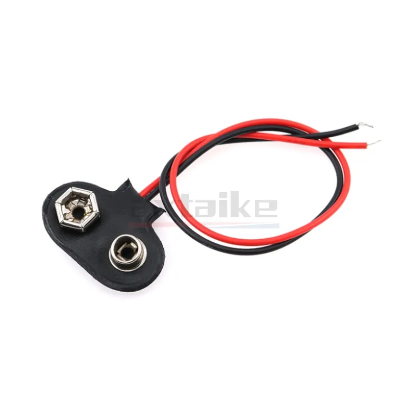 10PCS 9V 6F22 Battery Snap Base Seat Connector Clip Lead Wires Holder Type I / T With DC 5.5*2.1mm Power Plug Wire Length 15CM