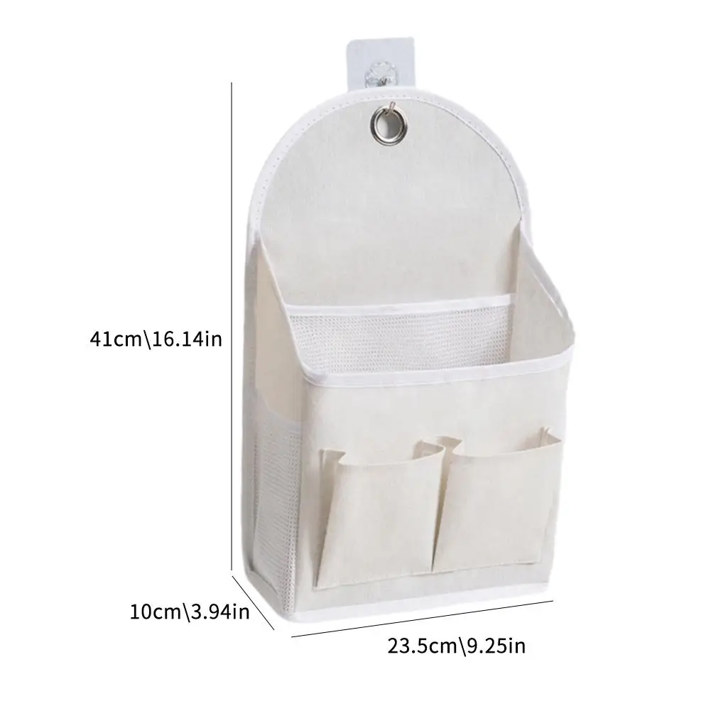 Fabric Hanging Storage Bag for Dormitory Wall Mounted Door Organizer Pouch with Mesh Side Dual Pocket Book Phone Magazine Holder view 6