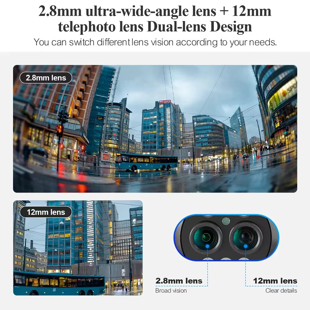 Techage 8MP 8X Zoom PTZ Wireless IP Camera 2.8mm 12mm Dual Lens Human Detect Auto Tracking WIFI Camera ONVIF Full Color Night