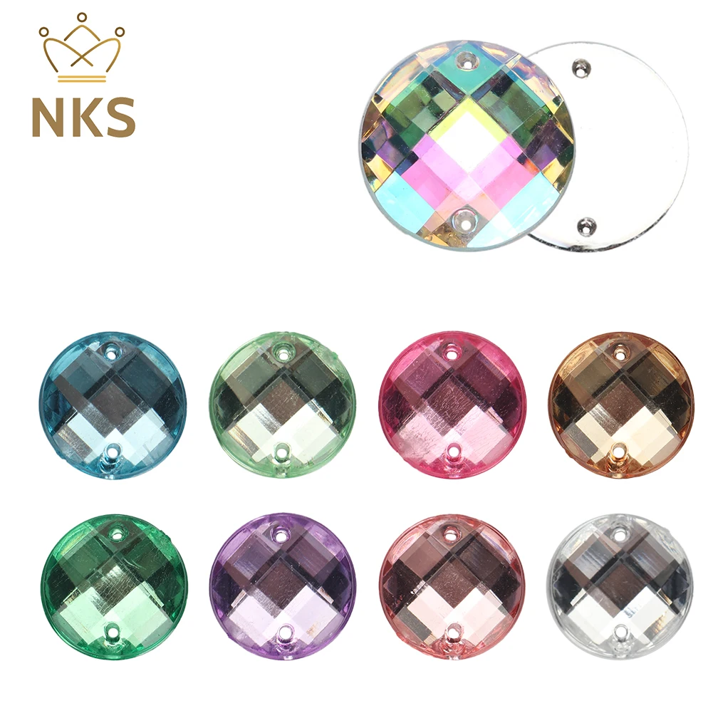 NKS Hot Sale Sew On Rhinestones Flat Back Half Round Acrylic Rhinestone Crystal Stone For Fashion Dress Making Acrylic Gem