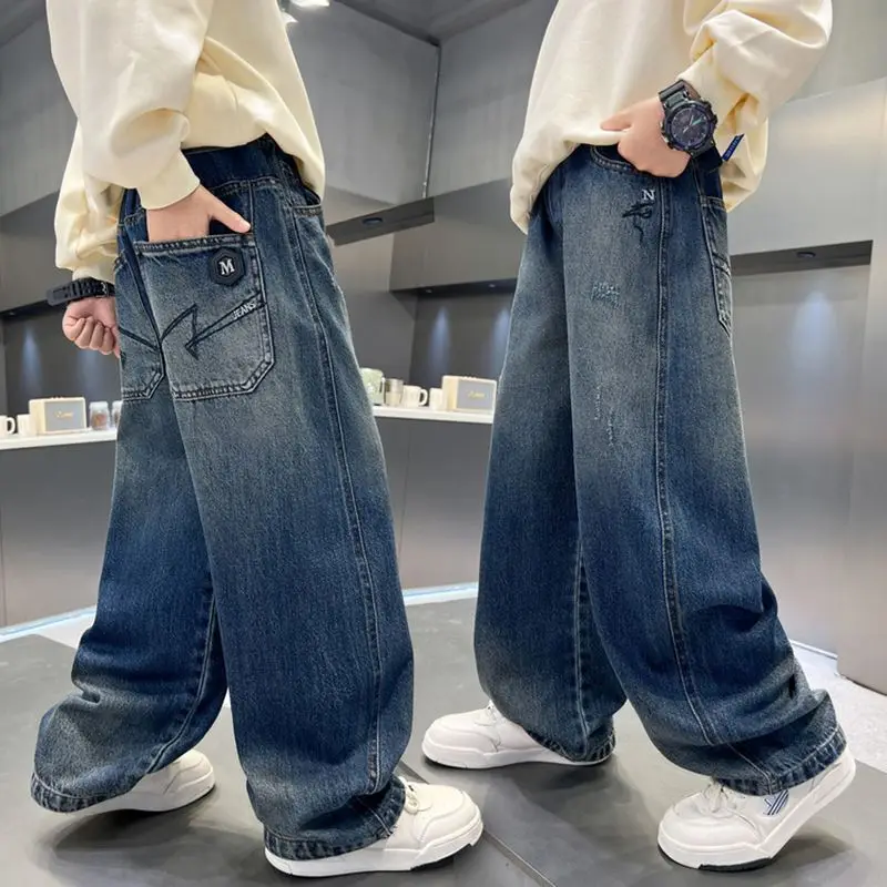 Teenage Boys Jeans Kids Denim Trousers  Children Clothes Spring/Autumn Loose Cowboy Trousers Casual Pants 4 6 8 10 12 14 Years