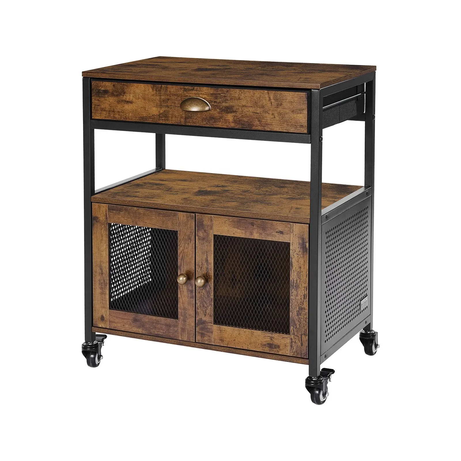 

Coffee Bar Cabinet, 24 Inch Farmhouse Coffee Bar Cabinet With Storage, Movable Coffee Bar Table With Wheels & Mesh Door,