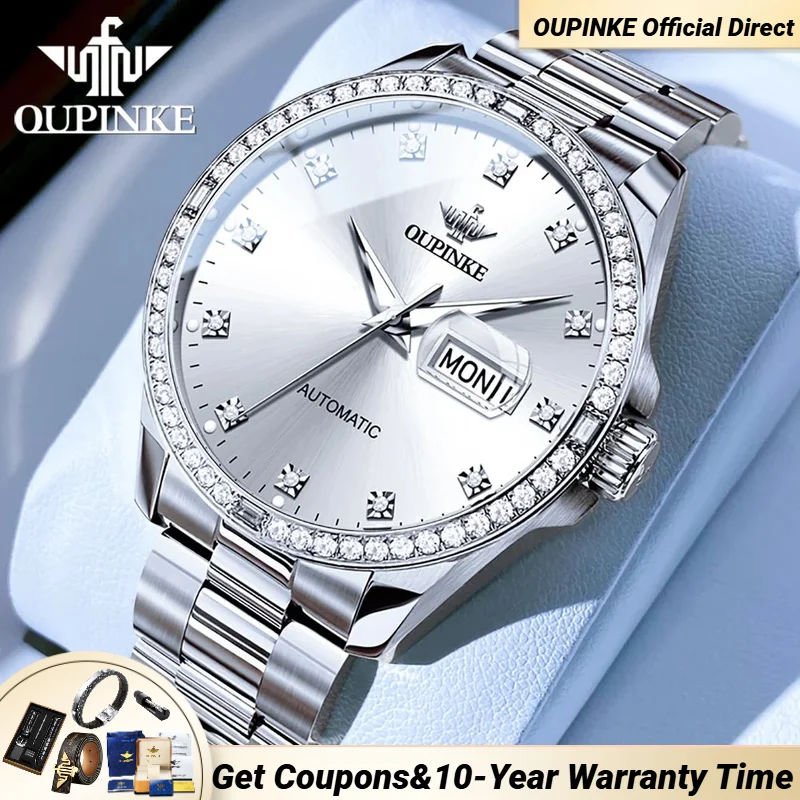 

OUPINKE 3261 Imported Automatic Watch for Men LuxuryTop Brand Diamond Sapphire Mirror Waterproof Mechanical Men's Wristwatches