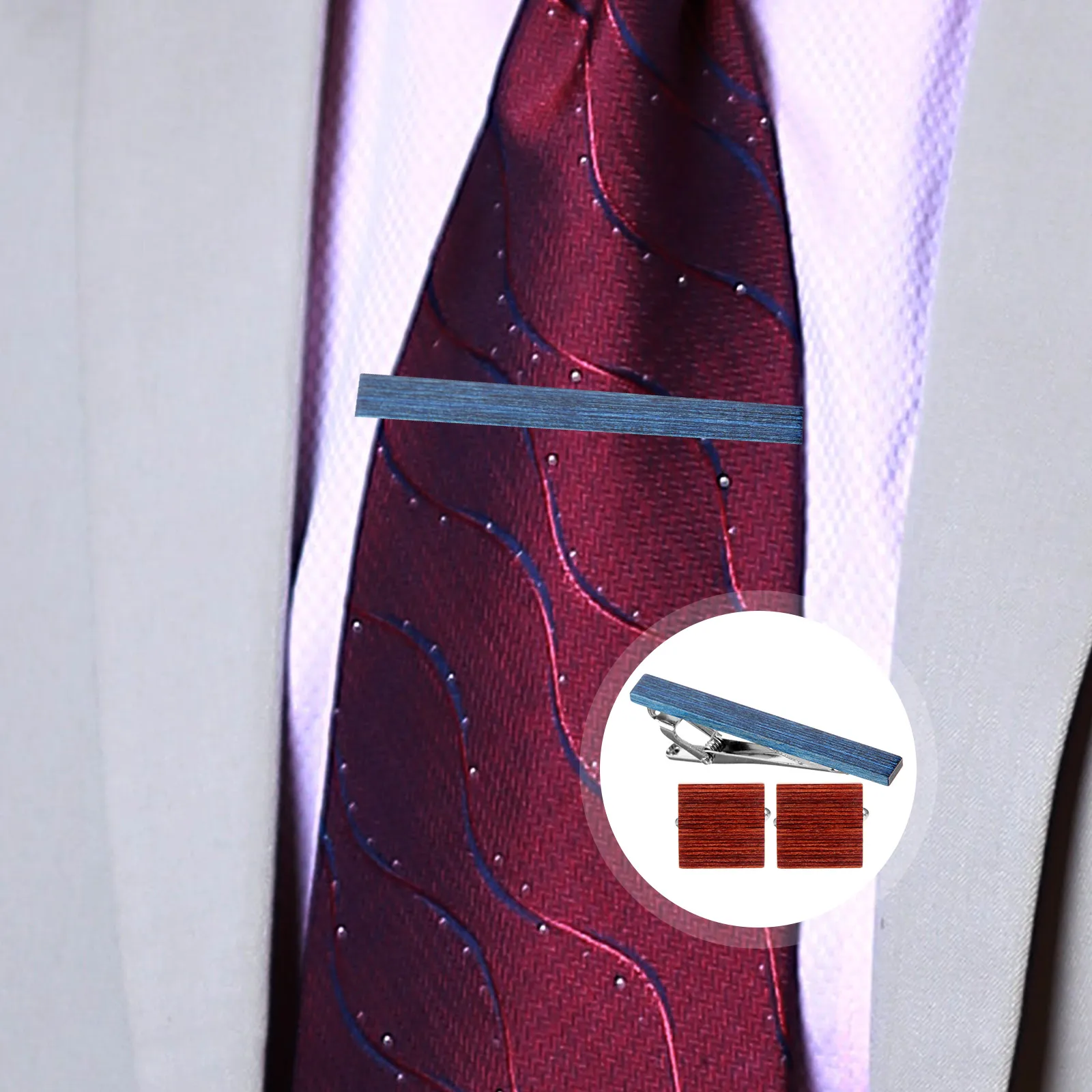 

1 set 1 Set Men'S Cufflinks Tie Clip Set Sturdy Smooth Classic Suit Accessories For Business Party Wear Durable Gift Idea Tie