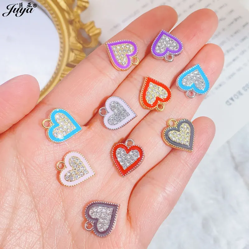 10 teile/los Kristall Emaille Sweet Heart Charm Anhänger für DIY handgemachte Ohrringe Schmuck machen Ergebnisse liefert Zubehör – Detail 2