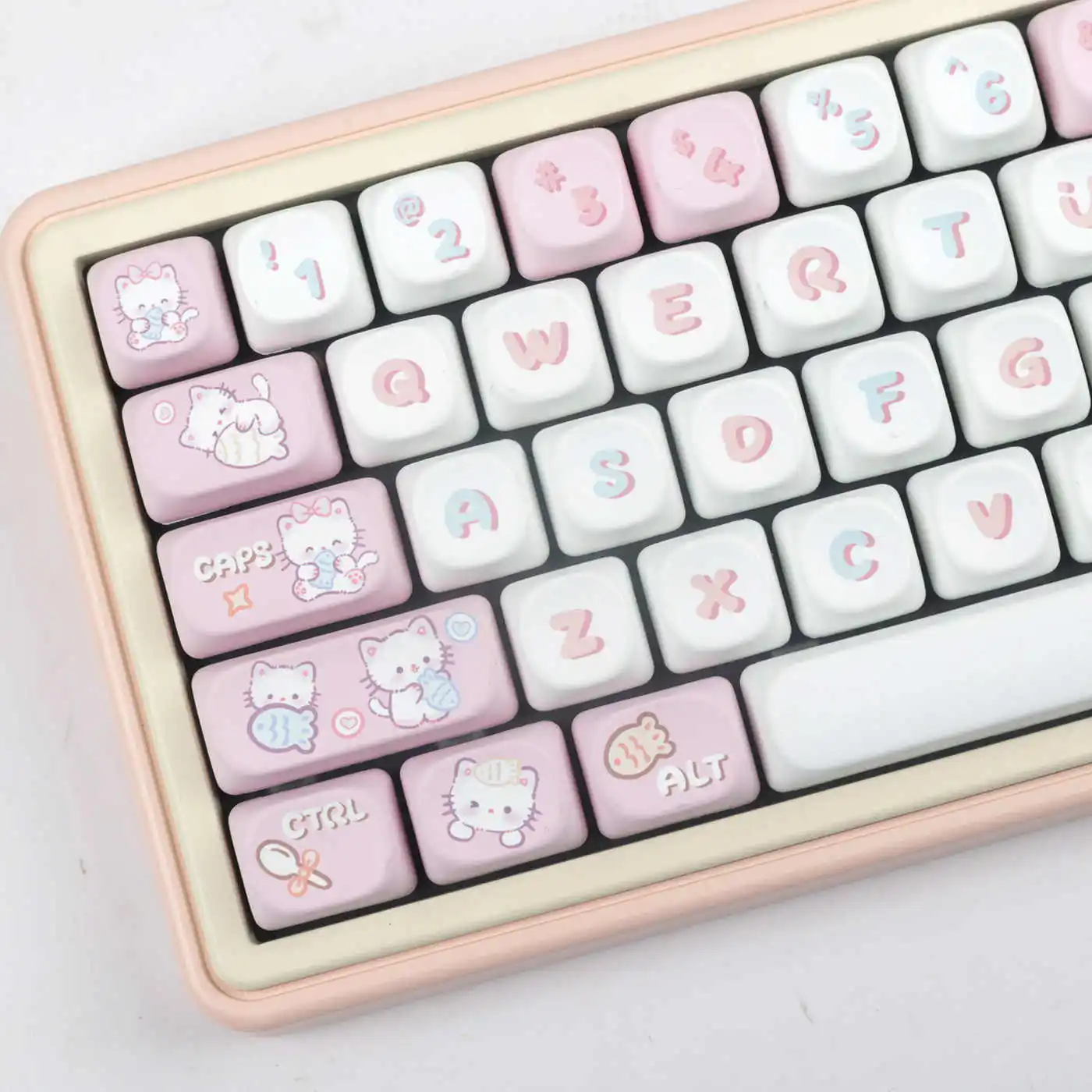 

Cute Cat PBT Keycap Set 139 Keys MOA Profiled Thermal Sublimation MX Switch Mechanical Keyboard Keycaps Gifts for Girls