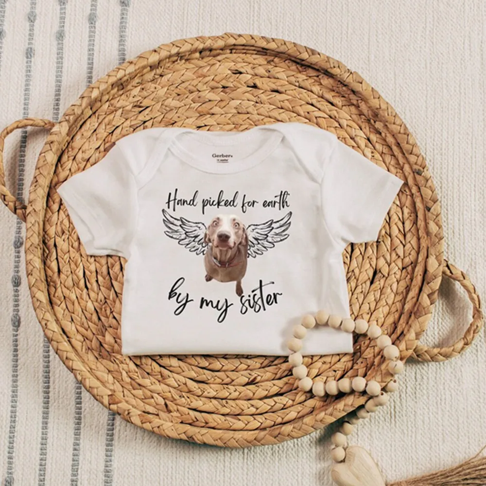 Custom Hand Picked From Heaven, Pet loss Baby Clothes, Text Personalized Baby, Pregnancy Announcement, Birth Reveal Baby, Baby S