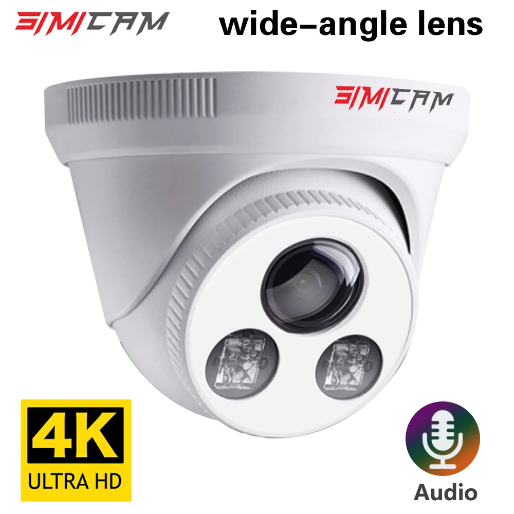 

4K 8MP Ультрабольшой широкоугольный объектив POE IP Caemra Dome 1,6 мм 2,8 мм Умная сигнализация цвета ночного видения Onvif работает с NVR Audio